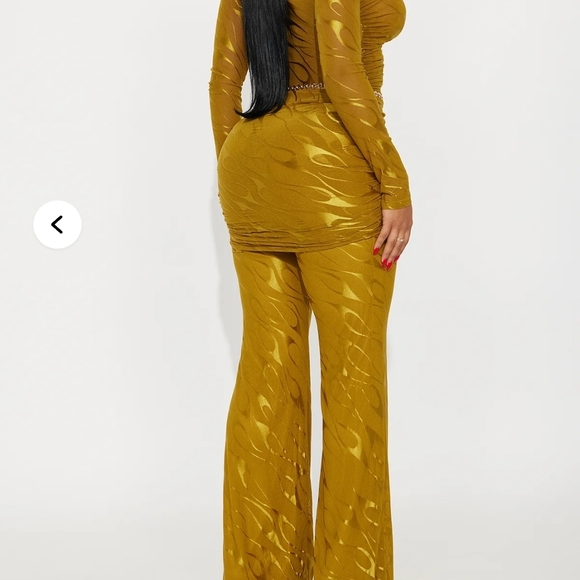 Fashion Nova Mustard Wave Jacquard Wide Leg Pants - Golden Mustard - Picture 2 of 5